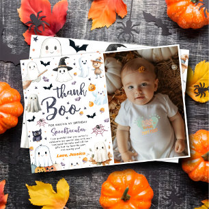 Carte De Remerciements Cute Halloween Fantôme Anniversaire Photo
