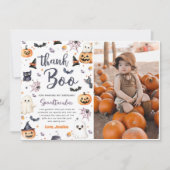 Carte De Remerciements Cute Halloween Fantôme Anniversaire Photo (Devant)