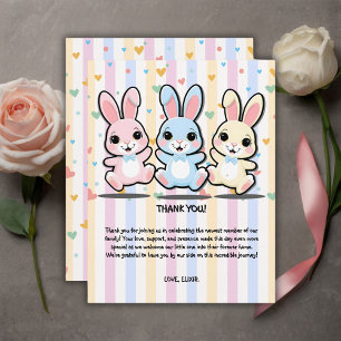 Carte De Remerciements Cute Heart Bunny Hoppers Baby Shower