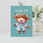 Carte De Remerciements Cute Highland vache Doctor ajouter un message (Debout devant)