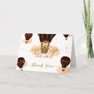Carte De Remerciements Cute Hot Air Balloon Jungle Lion Boy Baby shower