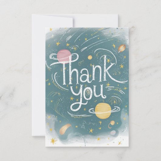 Carte De Remerciements Cute joyeux étoile céleste (Devant)