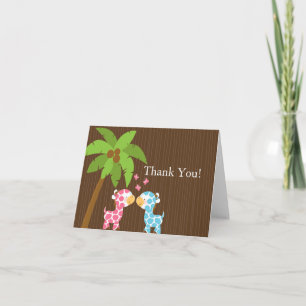 Carte De Remerciements Cute Jungle Giraffe Multiple Baby Shower Thank You