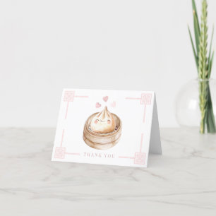 Carte De Remerciements Cute Kawaii Dumpling Baby shower rose Ca