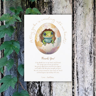Carte De Remerciements Cute Kawaii Gecko Lizard Baby shower d'oeufs