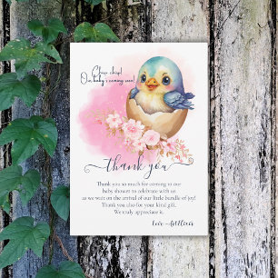 Carte De Remerciements Cute Kawaii Oiseau Oiseau Oiseau Élégant Baby show