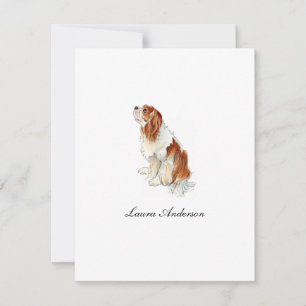 Carte De Remerciements Cute King Charles Espaniel aquarelle plat