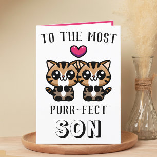 Carte De Remerciements Cute Kitty Chat Kitten Pun Son Joyeux Anniversaire
