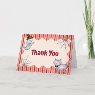 Carte De Remerciements Cute Little Boo Ghost Chat Automne Baby shower d'a