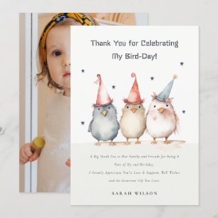 Carte De Remerciements Cute Little Party Birds Anniversaire de enfant Pho