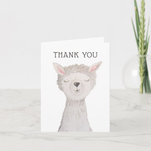 Carte De Remerciements Cute Llama Fête d'anniversaire d'enfants Alpaca