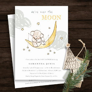 Carte De Remerciements Cute Moon Stars Elephant Bunny Baby shower Invitat