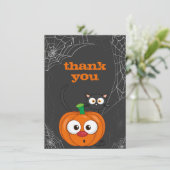 Carte De Remerciements Cute n Chat Éffrayant et plat Citrouille Halloween (Debout devant)