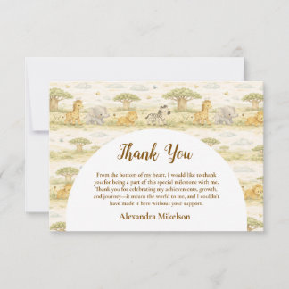Carte De Remerciements Cute Neutral Safari Animals First Birthday