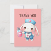 Carte De Remerciements Cute Nurse ajouter le message lapin (Devant)