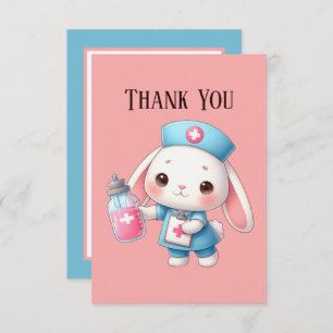Carte De Remerciements Cute Nurse ajouter le message lapin