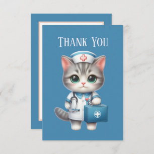 Carte De Remerciements Cute Nurse chat ajouter un message