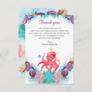 Carte De Remerciements Cute Ocean Sea Octopus Colorful Baby Fawn