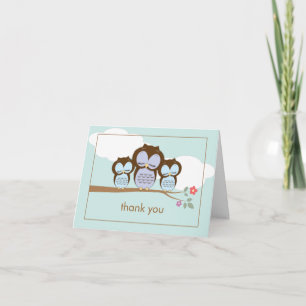 Carte De Remerciements Cute Owl Twin Baby Boys Thank You Note Card