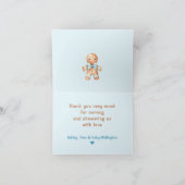 Carte De Remerciements Cute pain d'épices bleu garçon Baby shower de Noël (Intérieur)