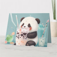 Cute Panda boire du thé à bulle, du boba tea