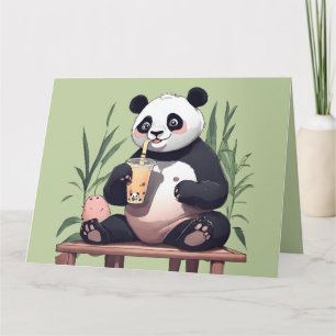 Carte De Remerciements Cute Panda boire du thé à bulle, du boba tea