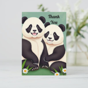 Carte De Remerciements Cute Panda Couple