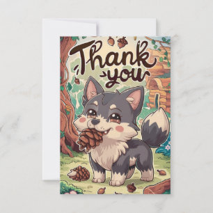 Carte De Remerciements Cute Pastel Wolf