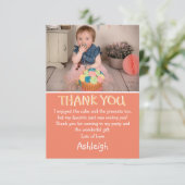 Carte De Remerciements Cute personnalisé Peach Photo à plat (Debout devant)