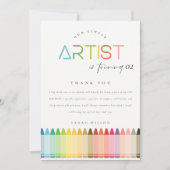 Carte De Remerciements Cute Petite Artiste Crayon Rainbow N'Importe Quel  (Devant)