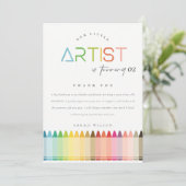 Carte De Remerciements Cute Petite Artiste Crayon Rainbow N'Importe Quel  (Debout devant)
