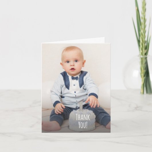 Carte De Remerciements Cute Photo Hand Lettered First Birthday (Devant)