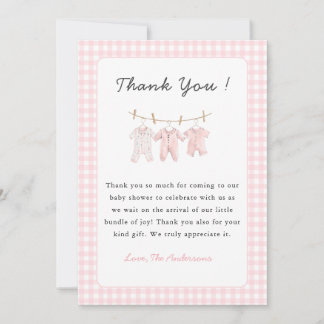 Carte De Remerciements Cute Pink Baby Clothes Baby Girl