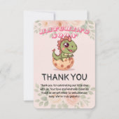 Carte De Remerciements Cute Pink Dino Hatching Soon (Devant)