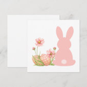 Carte De Remerciements Cute Pink Easter Bunny with Spring Flowers  (Devant / Derrière)