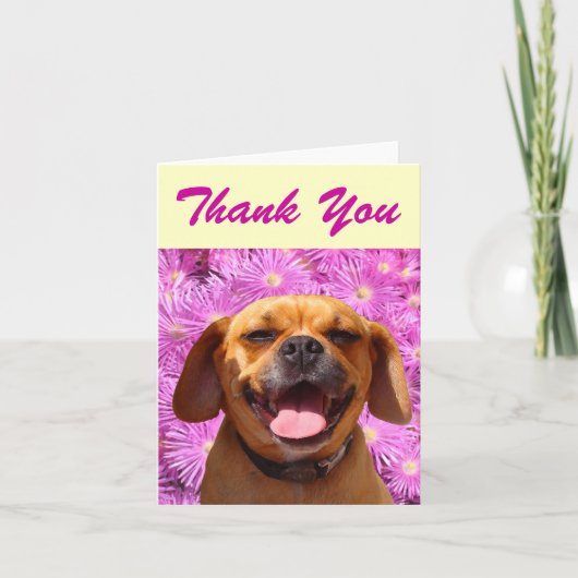 Carte De Remerciements Cute Puggle (Devant)