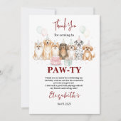 Carte De Remerciements Cute Puppy Dog Boy 1st Birthday | Pawty Time First (Devant)