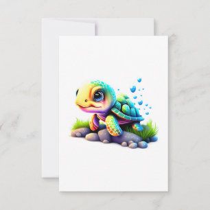 Carte De Remerciements Cute Rainbow Turtle