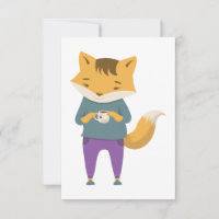 Cute renard avec tasse de thé