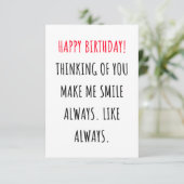 Carte De Remerciements Cute romantic happy birthday card (Debout devant)