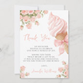 Carte De Remerciements Cute Rose Bow glace crème été bébé fille douche (Devant)