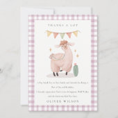 Carte De Remerciements Cute Rose Plaid Cactus Boho Llama N'Importe Quel  (Devant)