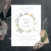 Carte De Remerciements Cute Rustic Meadow Floral Wreath Wedding Invitatio