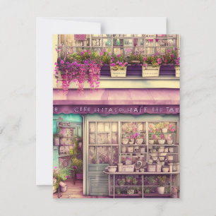 Carte De Remerciements Cute Shabby Chic Café Shop Graphic