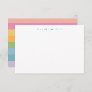 Carte De Remerciements Cute Simple Girly Pastel Stripes Nom personnalisé