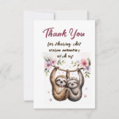 Carte De Remerciements Cute Sloth Couple Wedding Thank You (Devant)