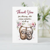 Carte De Remerciements Cute Sloth Couple Wedding Thank You (Debout devant)