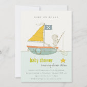 Carte De Remerciements Cute Star Teddy Bear Baby shower de voile Invitati (Devant)
