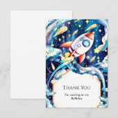 Carte De Remerciements Cute Stars Rocket Anniversaire (Devant / Derrière)