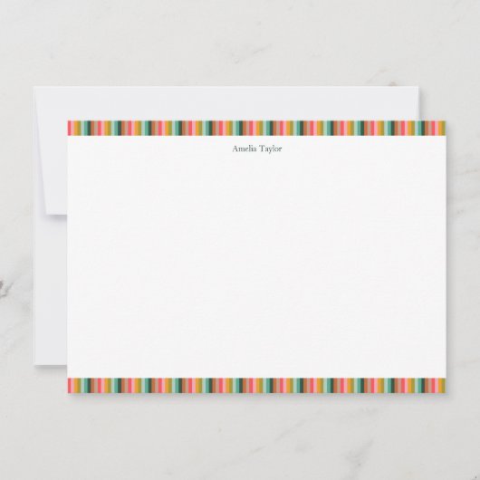 Carte De Remerciements Cute Striped Personalized Stationery Name Holiday (Devant)